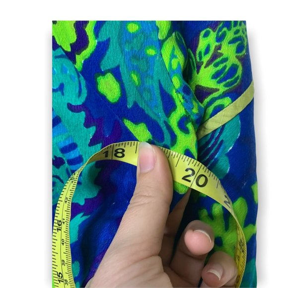 Vintage Handmade 60s Psychedelic Print Full Length High Neck Dress Large - Picture 7 of 11